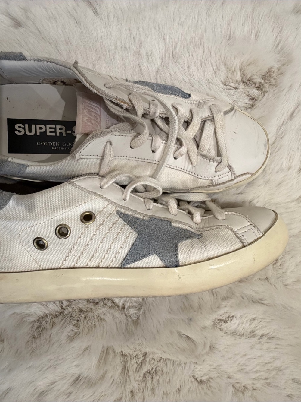 Golden Goose Women’s White Sneakers with Gray Star Accent